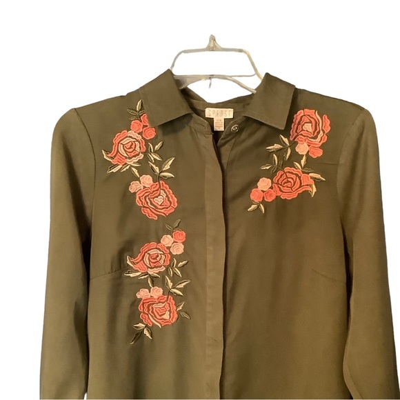 SPENSE Embroidered Dress Green 6/8 Button Up Long Sleeves - Picture 2 of 6